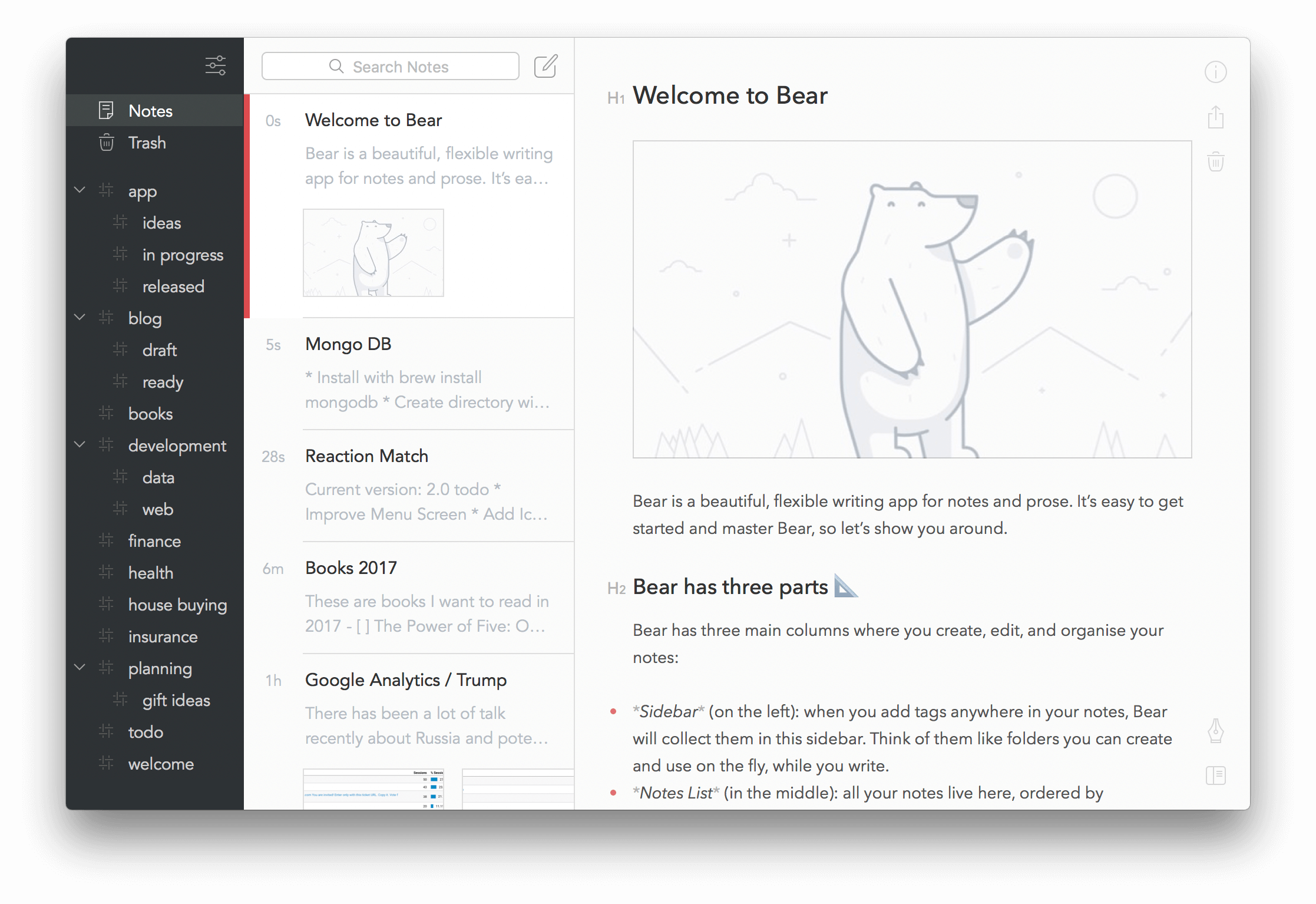 bear writer app todo lists